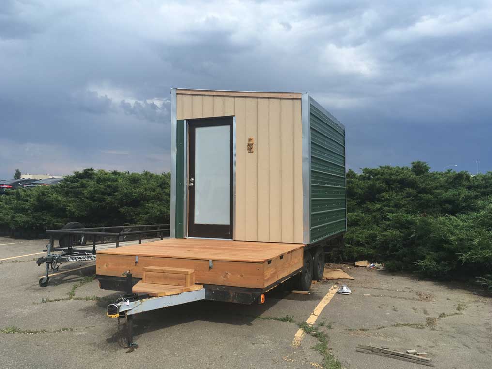 A photo of my tiny house, when it was parked in Broomfield, CO